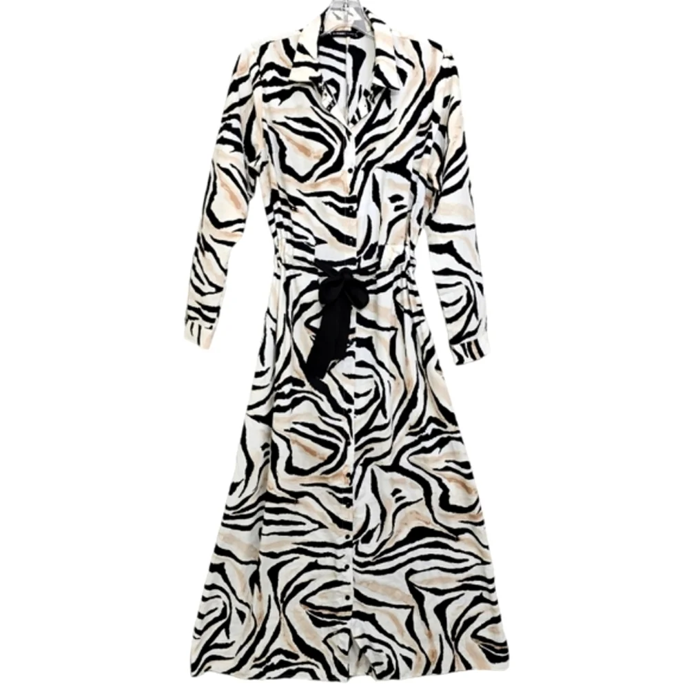 Nwot LC Waikiki Classic Longsleeve White/Black/Tan Animal Print Maxidress - Picture 16 of 16